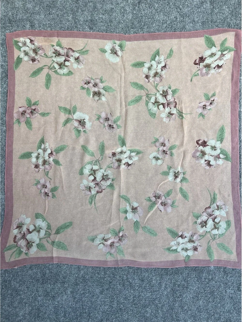 Ann Taylor Pink Floral Silk Square Scarf Vtg Made in Japan 33X33